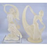 A Pair of Modern Opaque Composition Figures of Dancing Maidens, 32cm high