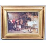 A Gilt Framed Sidney Cooper Print, "The Drover's Stable", 39x26cms