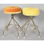 A Pair of Mid 20th Century Metal Framed Circular Topped Dressing Table Stools