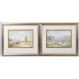 A Pair of Watercolours Depicting Lake Views, Monogrammed CB 1923, Each 24x17cm