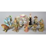 A Collection of Various Continental Figural and Animal Ornaments to comprise Birds, Spill Vases