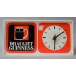 A Late 20th Century Rectangular Advertising Clock for Draught Guinness, 30cm wide