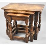 A Mid 20th Century Oak Nest of Three Tables, Largest 59.5cm Wide