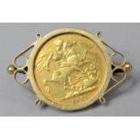 An 1881 Gold Sovereign in 9ct Gold Brooch Mount (Replacement Pin), Total Weight 11.1gms