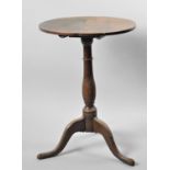 A 19th Century Circular Topped Oak Tripod Wine Table with Snap Top, 45cm Diameter