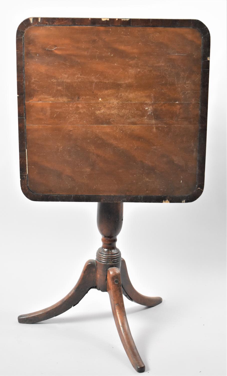 A 19th Century Crossbanded Mahogany Snaptop Table on Tripod Support, Has Condition Issues, 49cm - Image 2 of 2