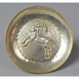 A Pressed Silver Pin Dish with Capricorn Goat Decoration, 8.25cm Diameter