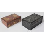 A Rectangular Carved Wooden Box Together with a Painted Swedish Souvenir Trinket Box for
