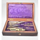 A Late Victorian/Edwardian Mahogany Cased Drawing Set Containing Miscellaneous Drawing Tools,