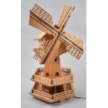 A Novelty Mid 20th Century Wooden Nightlight In the Form of a Windmill, 30cm high