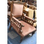 A Late Victorian/Edwardian Oak Framed Armchair