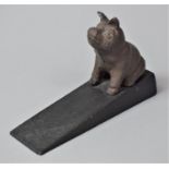 A Modern Novelty Cast Metal Doorstop with Piglet Mount, 15cm Long