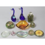 A Collection of Various Glassware to Include Pair of Venetian Glass Ducks (AF), Paperweights, Aber