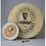 Two Guinness Advertising Drums, 43cm and 23cm Diameter