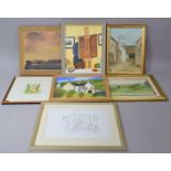 A Collection of Angus Yeamon Artwork to Include 1974 Oil on Board of Continental Street, "Rydal