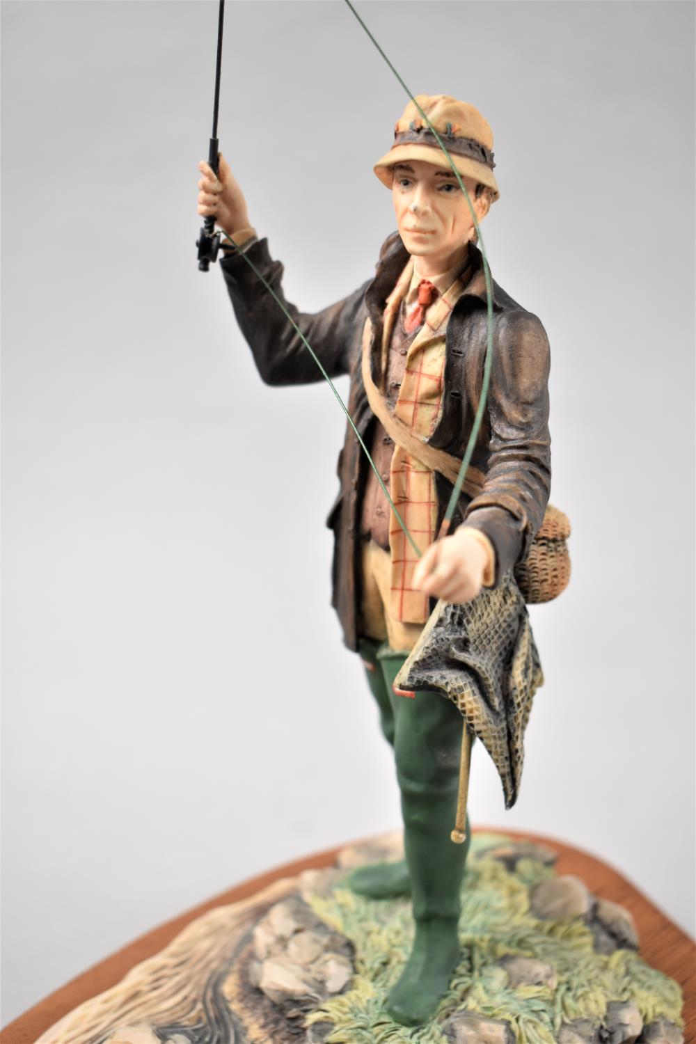 A Border Fine Arts Study of a Fly Fisherman, Model No.110 by David Geenty on Oval Wooden Base - Image 2 of 3
