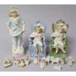A Collection of Late 19th/Early 20th Century Continental Bisque Ornaments to Include Pair of
