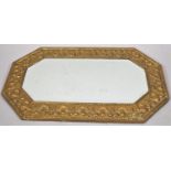 A Mid 20th Century Pressed Brass Framed Rectangular Wall Mirror with Bevelled Glass, 74x44cm Overall