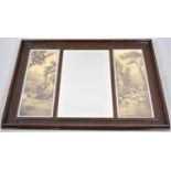 An Edwardian Mahogany Framed Overmantle Mirror with Monochrome Prints, 96cm Wide
