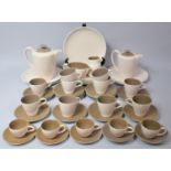 A Poole Pink and Brown Glazed Breakfast Set to Comprise Ten Large Plates, Ten Cups, Five Coffee