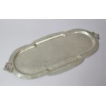 An Art Deco Hammered Pewter Oval Two Handled Tray, 47.5cm Long