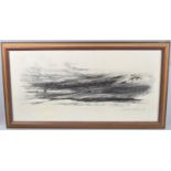 A Framed Charcoal Sketch of a Landscape by Hyndt H Andrews, 70x34cm