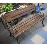 A Metal Framed Wooden Slatted Garden Bench, 122cm wide