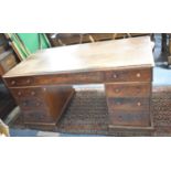 A Late Victorian/Edwardian Mahogany Kneehole Desk In Need of Restoration, 150x75cm