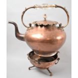 A Late 19th/Early 20th Century Copper Spirit Kettle with Glass Handle and Finial, The Lid