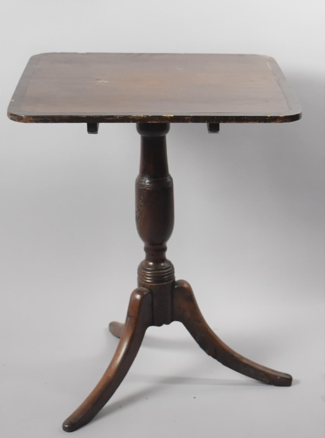 A 19th Century Crossbanded Mahogany Snaptop Table on Tripod Support, Has Condition Issues, 49cm