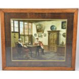 An Oak Framed Print of Gents Playing Chess, 49.5x40cm