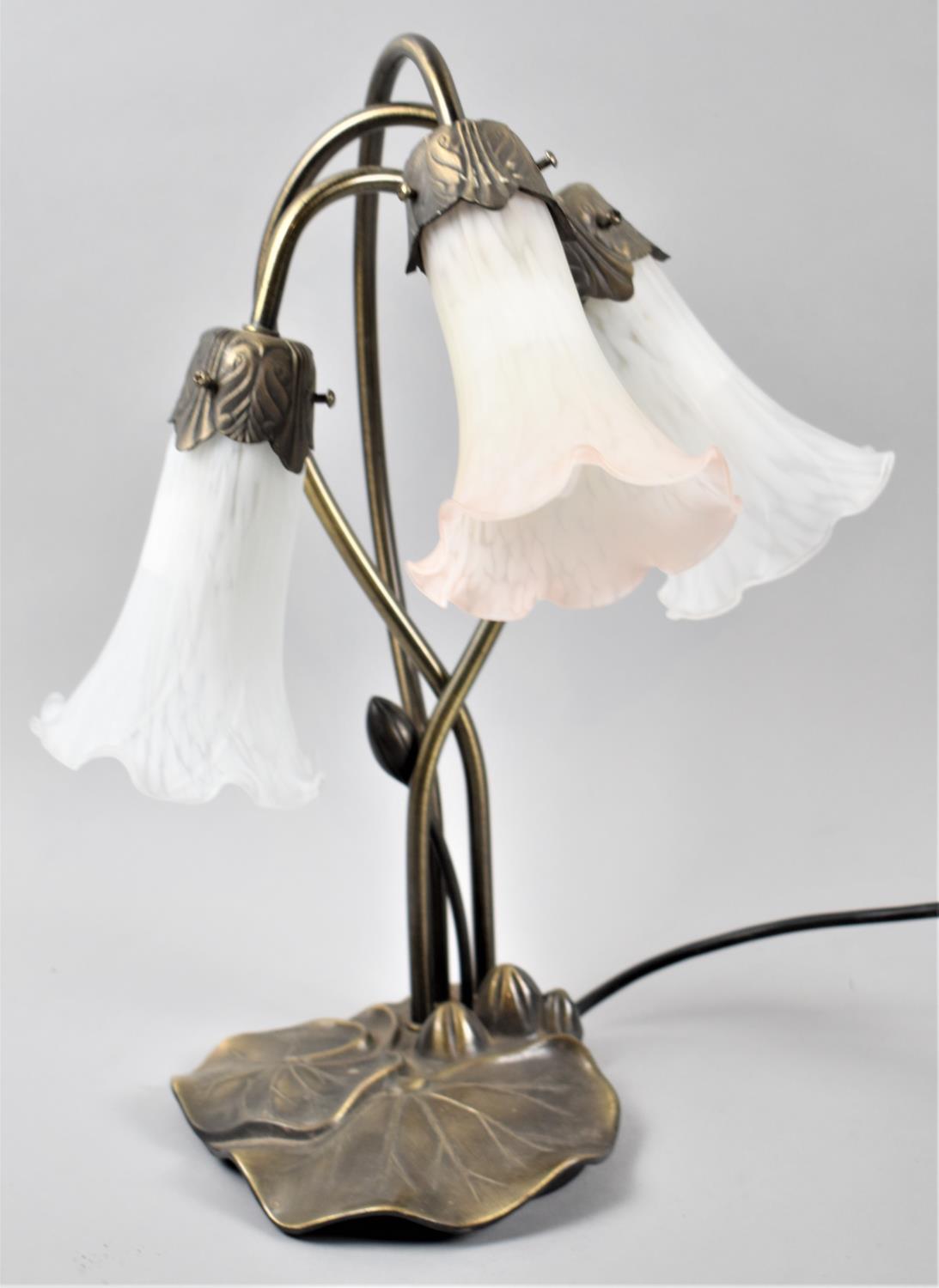 A Modern Three Branch Table Lamp in the Form of Lilly Pads, 40cm high