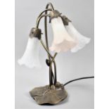 A Modern Three Branch Table Lamp in the Form of Lilly Pads, 40cm high