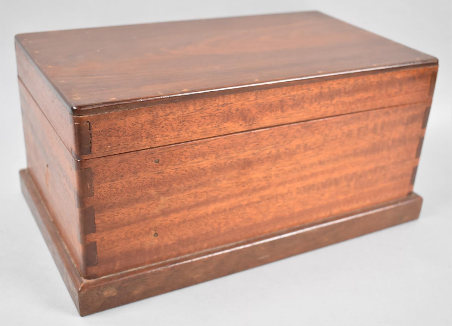 A Late Victorian/Edwardian Mahogany Games Box with Fitted Interior for Two Packs Cards, Pieces