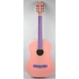 A Pink Painted Burswood Acoustic Children's Guitar, Made In China