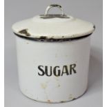 A Vintage Cylindrical Sugar Container with Lid, 16cm high
