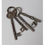 A Small Collection of Four 19th Century Door Keys, Longest 12cm