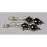 A Pair of Silver and Jet Earrings C.1920-30, 6cms Drop