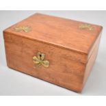 An Edwardian Oak Workbox with Brass Clover Leaf Mounts to Hinged Lid and Similar Key Escutcheon,