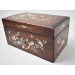 A Pretty Mother of Pearl Inlaid Wooden Box Decorated with Flowers, Butterflies and Birds, 21cm Wide