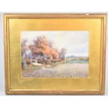 A Framed Watercolour Depicting Shepherd with Sheep, Signed C Kipling, 33.5x23.5cm