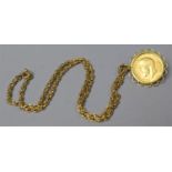 A George V Gold Sovereign 1912 In 9ct Gold Chain. Total Weight 19.1gms