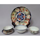 An Imari Patterned Japanese Plate, Oriental Jug, Three Tea Bowls and a Dish
