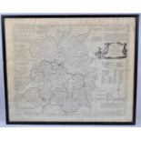 A Framed Thomas Kitchin County Map of Salop, Printed 1777, 55x46cm Overall