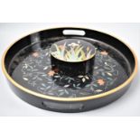 A Modern Lacquered Circular Gallery Tray and a Circular Box Containing Table Coasters by Otagiri,