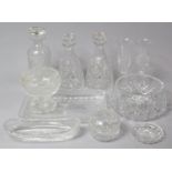 A Collection of Cut Glass to Include Three Decanters, Fruit Bowl, Tray etc