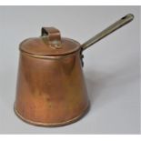 A Brass Lidded Cooking Pan with Pourer and Lid, 16cm Diameter