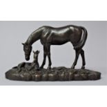 A Bronze Effect Heredities Study of Mare and Foal, Model Number DG44, 21cm Long