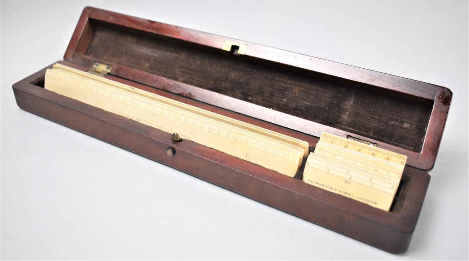 A Late 19th/Early 20th Century Mahogany Craftsmans Box Containing Ivory Scale Rules by Elliot,