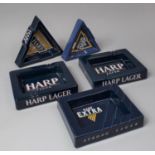 A Collection of Five Harp Lager Advertising Ashtrays